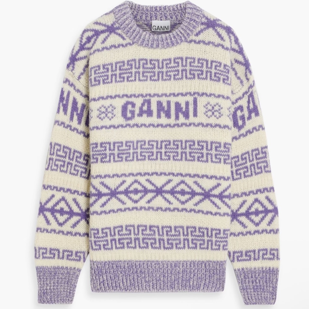 Ganni Lavender and Cream Knit Sweater - Picture 2 of 5